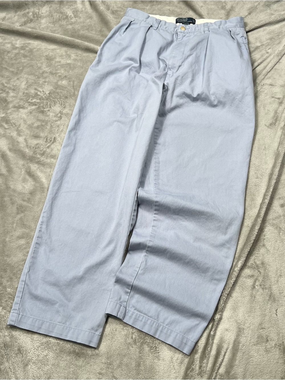 Vintage Polo Ralph Lauren Andrew Pants Mens 30x28 Baby Blue Preppy Baggy Pleated